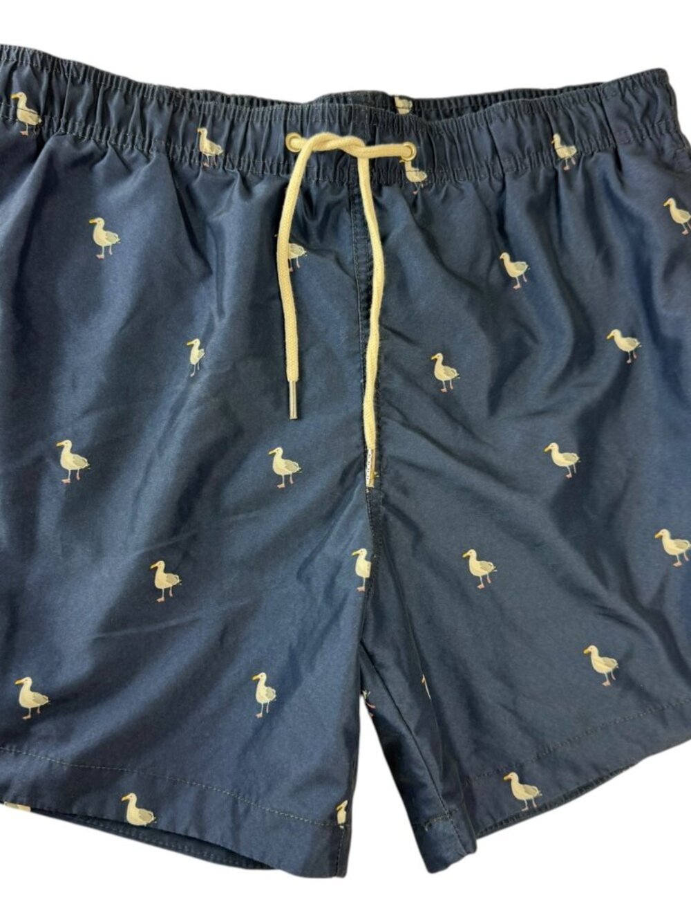 H&M Dark Blue Swim Trunks Board Shorts Mesh Lined Size Men's M. Seagull Bird